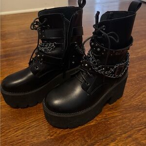 Black Platform Combat Boots